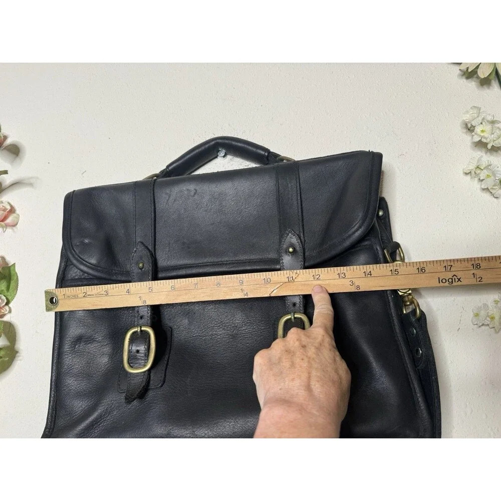 Woods Leather Office Bag Briefcase Black Shoulder Strap Travel